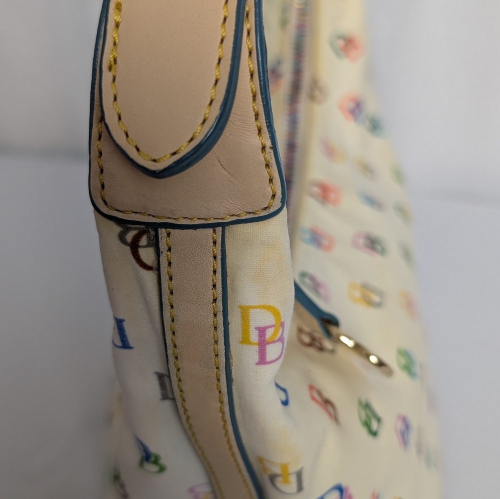 Dooney & Bourke Rainbow Logo & Zipper Hobo Bag With Pink Heart Hang Tag. - Picture 8 of 16